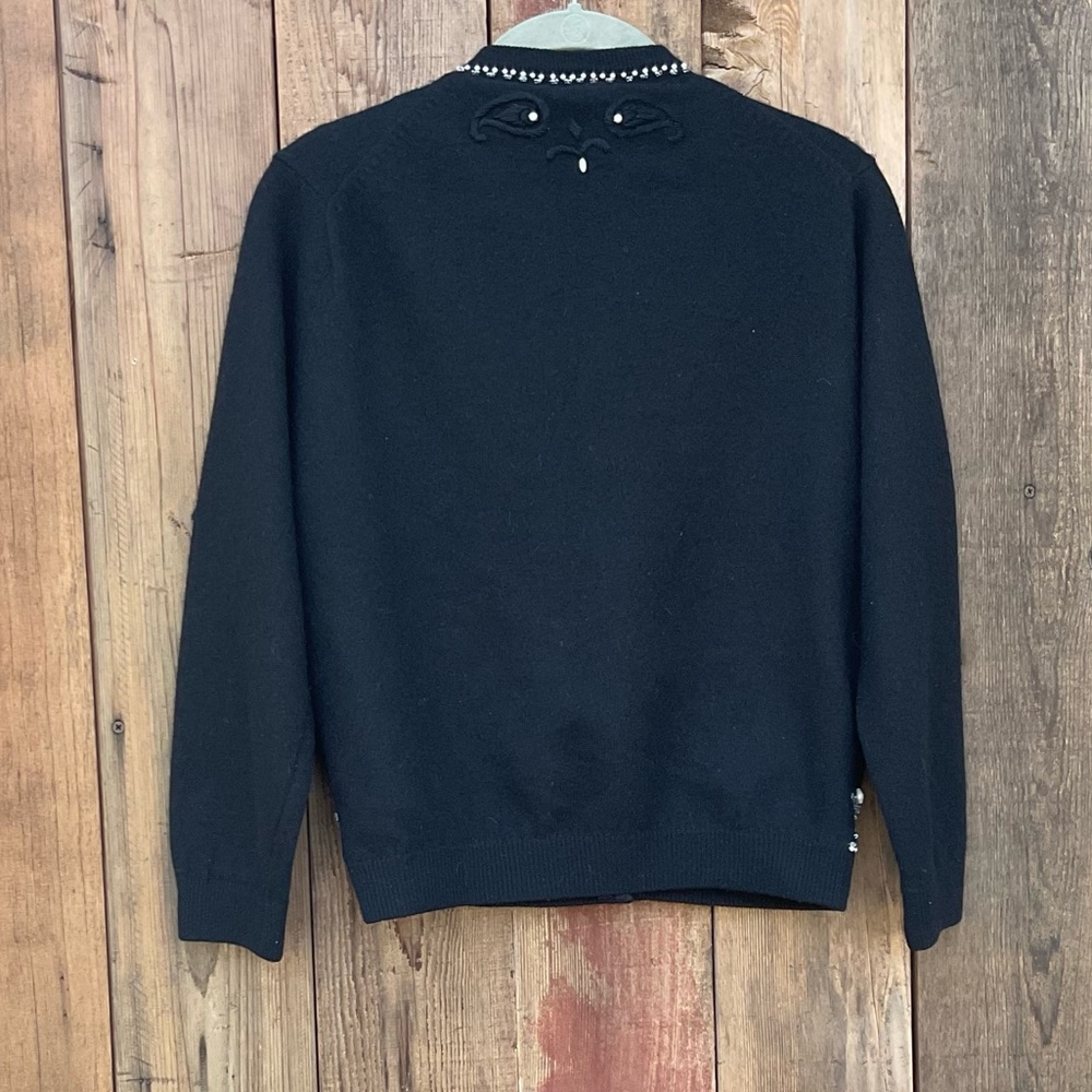 VTG Black Beaded Embroidered Angora Cardigan Sweater Small - Picture 6 of 6